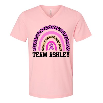 Personalize Team Name Custom Breast Cancer V-Neck T-Shirt