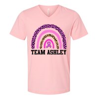 Personalize Team Name Custom Breast Cancer V-Neck T-Shirt