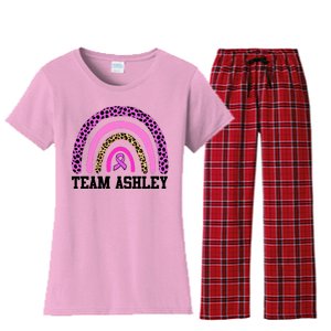 Personalize Team Name Custom Breast Cancer Women's Flannel Pajama Set