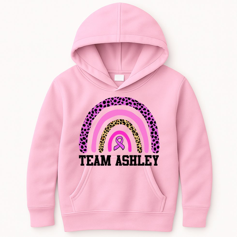 Personalize Team Name Custom Breast Cancer Kids Hoodie