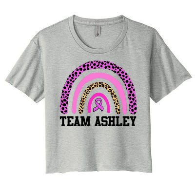 Personalize Team Name Custom Breast Cancer Women's Crop Top Tee