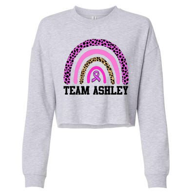 Personalize Team Name Custom Breast Cancer Cropped Pullover Crew