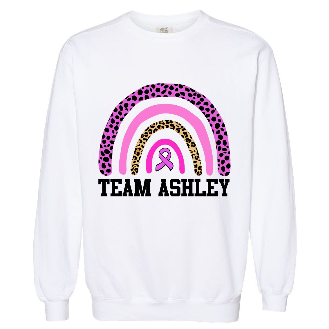 Personalize Team Name Custom Breast Cancer Garment-Dyed Sweatshirt