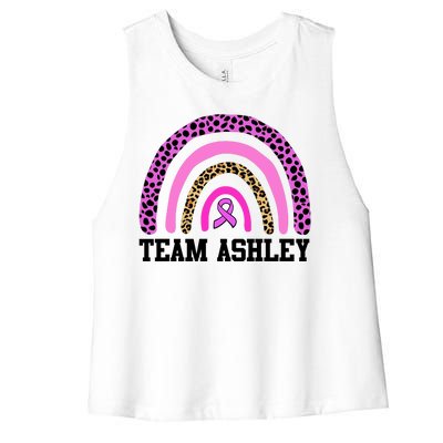 Personalize Team Name Custom Breast Cancer Women's Racerback Cropped Tank