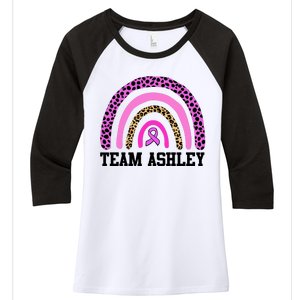 Personalize Team Name Custom Breast Cancer Women's Tri-Blend 3/4-Sleeve Raglan Shirt