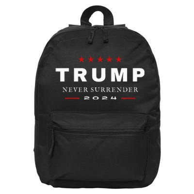 President Trump Never Surrender 2024 Maga Patriotic 16 in Basic Backpack