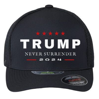 President Trump Never Surrender 2024 Maga Patriotic Flexfit Unipanel Trucker Cap