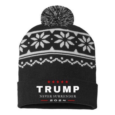 President Trump Never Surrender 2024 Maga Patriotic USA-Made Snowflake Beanie