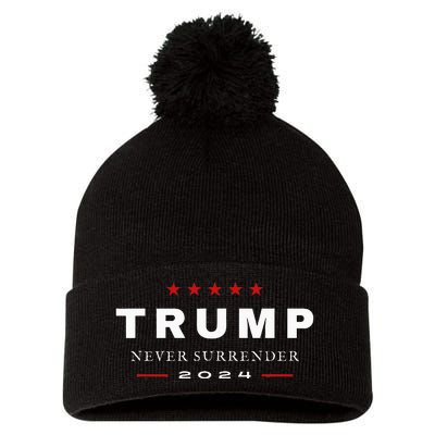 President Trump Never Surrender 2024 Maga Patriotic Pom Pom 12in Knit Beanie