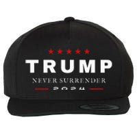 President Trump Never Surrender 2024 Maga Patriotic Wool Snapback Cap