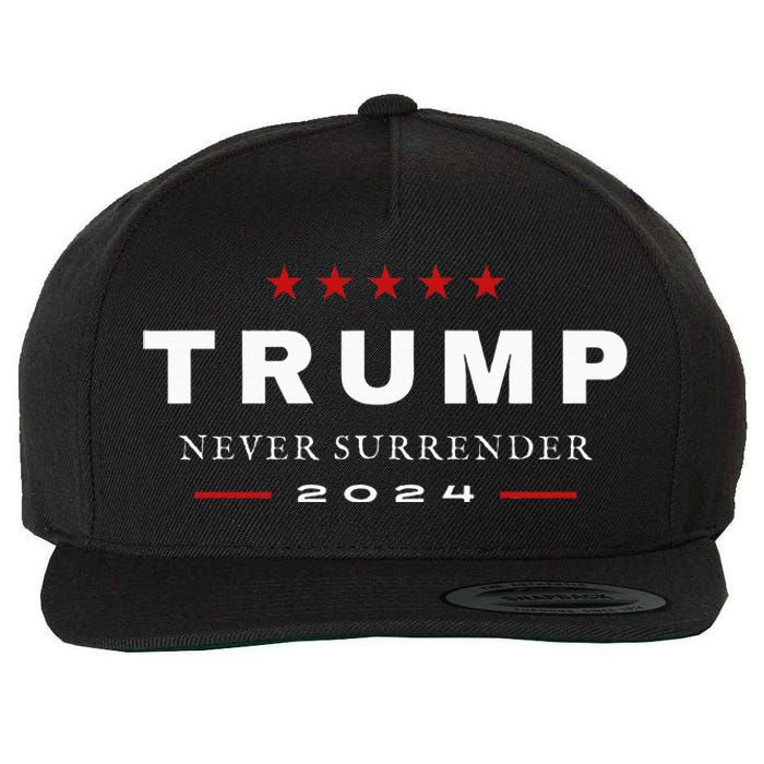 President Trump Never Surrender 2024 Maga Patriotic Wool Snapback Cap