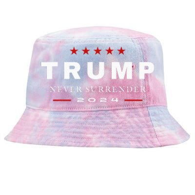 President Trump Never Surrender 2024 Maga Patriotic Tie-Dyed Bucket Hat