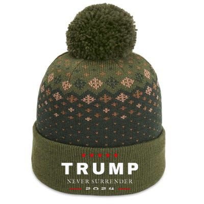 President Trump Never Surrender 2024 Maga Patriotic The Baniff Cuffed Pom Beanie