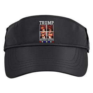 President Trump Never Quits Djt Cool Trump In Sunglasses Adult Drive Performance Visor