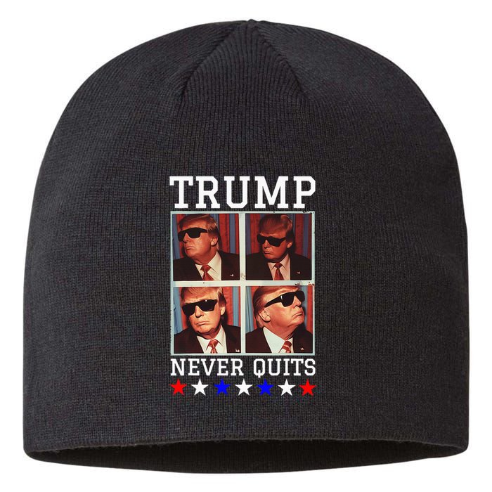 President Trump Never Quits Djt Cool Trump In Sunglasses Sustainable Beanie