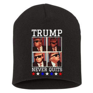 President Trump Never Quits Djt Cool Trump In Sunglasses Short Acrylic Beanie