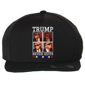 President Trump Never Quits Djt Cool Trump In Sunglasses Wool Snapback Cap