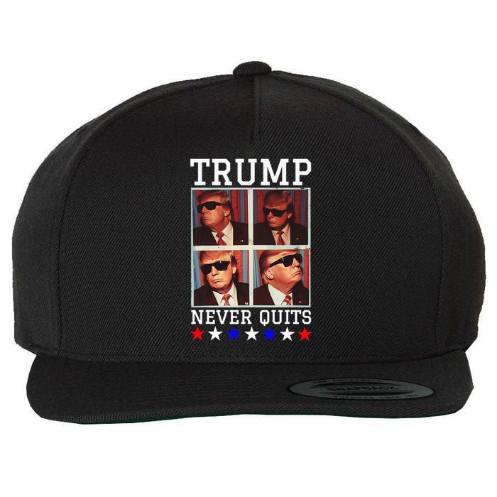 President Trump Never Quits Djt Cool Trump In Sunglasses Wool Snapback Cap