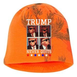 President Trump Never Quits Djt Cool Trump In Sunglasses Kati - Camo Knit Beanie