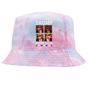 President Trump Never Quits Djt Cool Trump In Sunglasses Tie-Dyed Bucket Hat