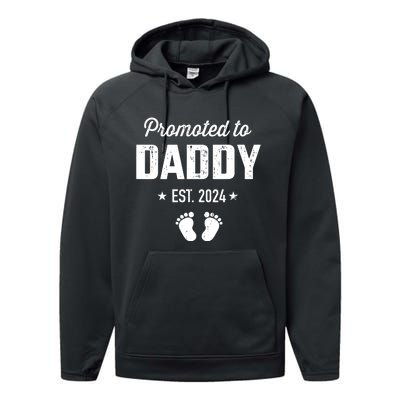 Promoted To New Daddy 2024 Soon To Be Dad Fathers Day Performance Fleece Hoodie