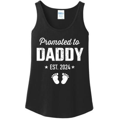 Promoted To New Daddy 2024 Soon To Be Dad Fathers Day Ladies Essential Tank