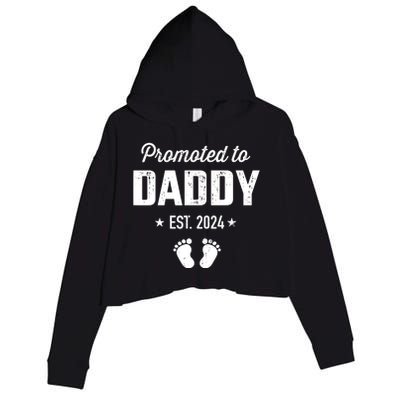 Promoted To New Daddy 2024 Soon To Be Dad Fathers Day Crop Fleece Hoodie