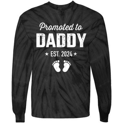 Promoted To New Daddy 2024 Soon To Be Dad Fathers Day Tie-Dye Long Sleeve Shirt