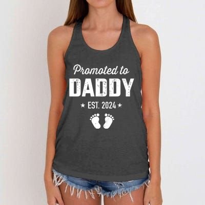 Promoted To New Daddy 2024 Soon To Be Dad Fathers Day Women's Knotted Racerback Tank