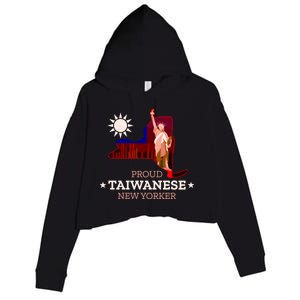 Proud Taiwanese New Yorker New York Map And Taiwan Flag Great Gift Crop Fleece Hoodie