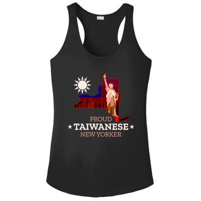 Proud Taiwanese New Yorker New York Map And Taiwan Flag Great Gift Ladies PosiCharge Competitor Racerback Tank