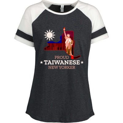 Proud Taiwanese New Yorker New York Map And Taiwan Flag Great Gift Enza Ladies Jersey Colorblock Tee