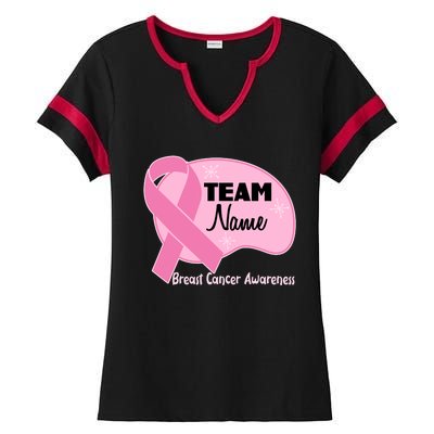 Personalize Team Name Breast Cancer Awareness Custom Ladies Halftime Notch Neck Tee