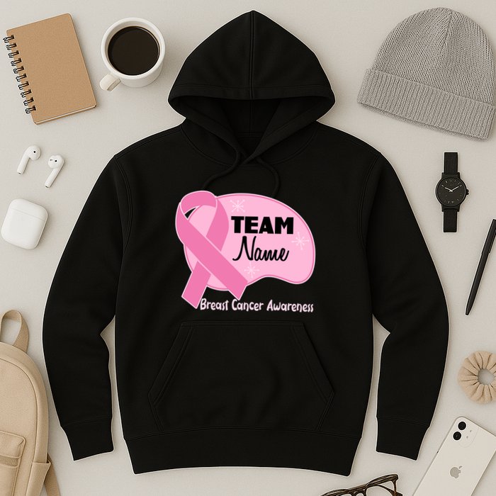 Personalize Team Name Breast Cancer Awareness Custom Hoodie