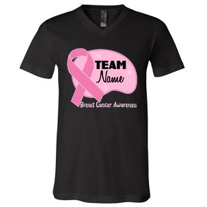 Personalize Team Name Breast Cancer Awareness Custom V-Neck T-Shirt