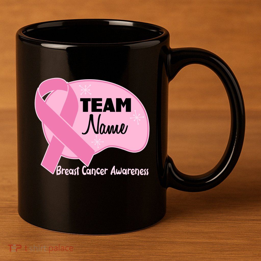 Personalize Team Name Breast Cancer Awareness Custom 11oz C Handle Ceramic Mug