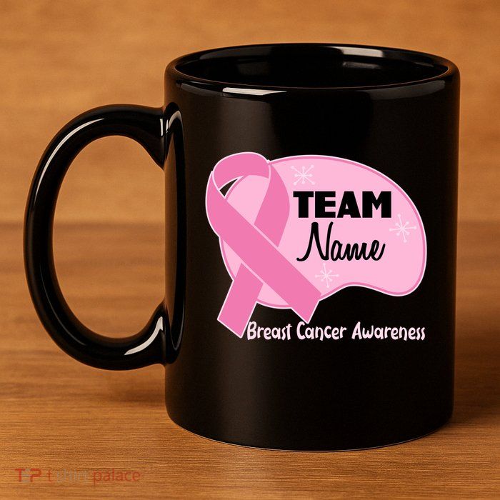 Personalize Team Name Breast Cancer Awareness Custom 11oz C Handle Ceramic Mug