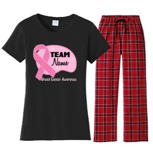 Personalize Team Name Breast Cancer Awareness Custom Women's Flannel Pajama Set