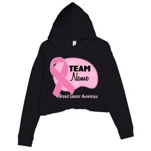 Personalize Team Name Breast Cancer Awareness Custom Crop Fleece Hoodie