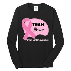 Personalize Team Name Breast Cancer Awareness Custom Tall Long Sleeve T-Shirt