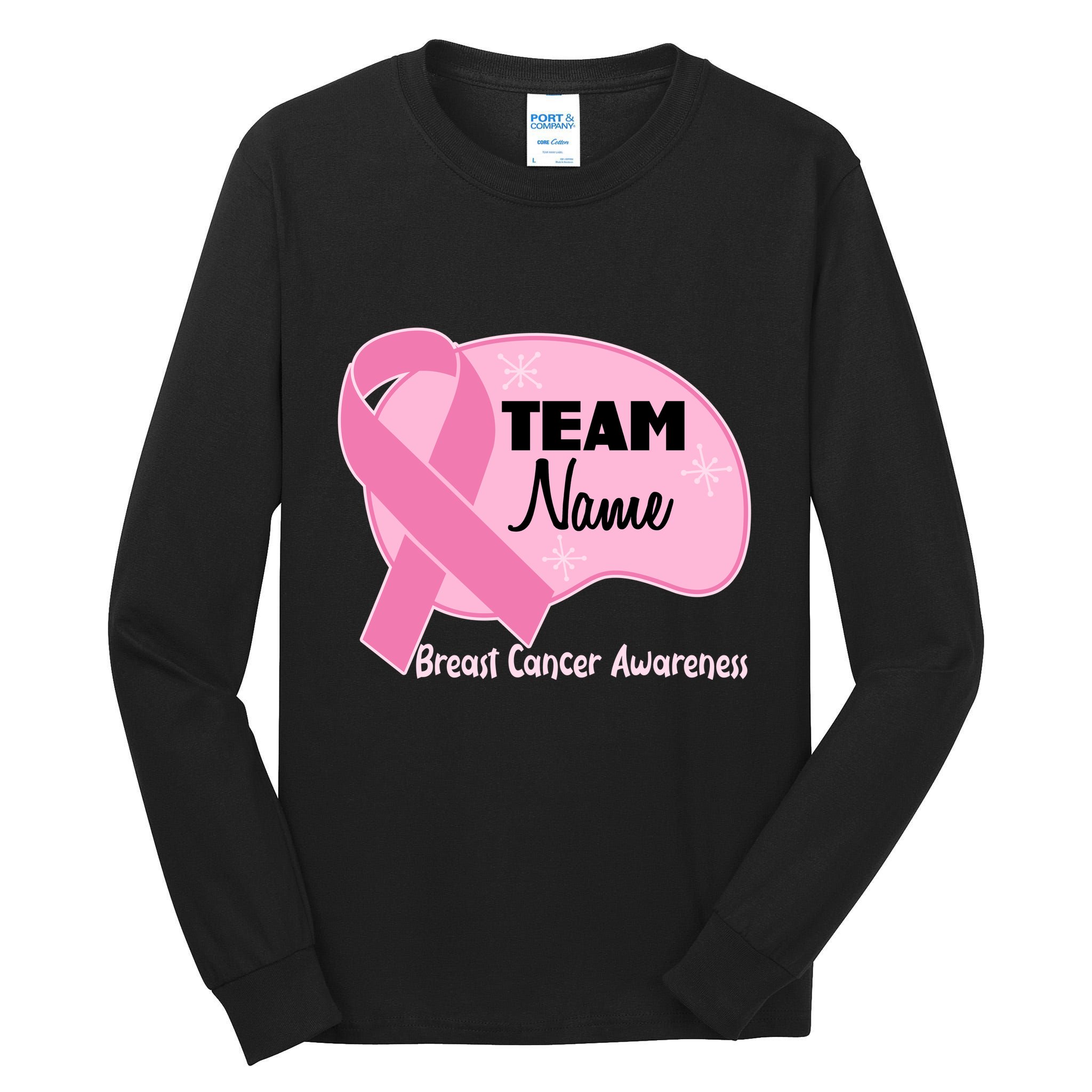 Personalize Team Name Breast Cancer Awareness Custom Tall Long Sleeve T-Shirt