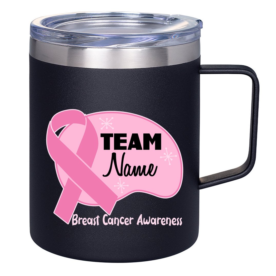 Personalize Team Name Breast Cancer Awareness Custom 12oz Stainless Steel Coffee Mug