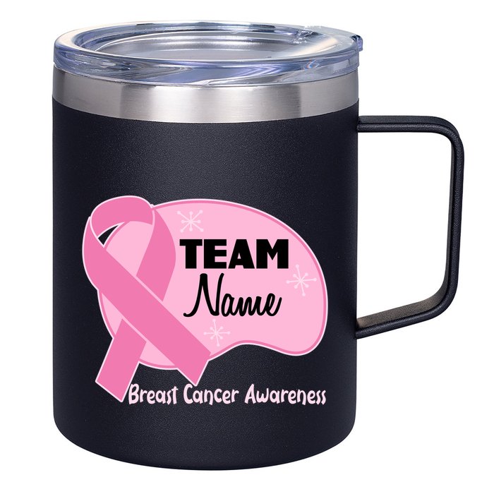 Personalize Team Name Breast Cancer Awareness Custom 12oz Stainless Steel Coffee Mug