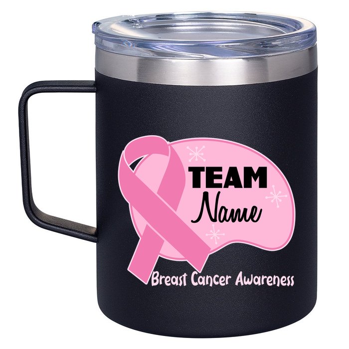 Personalize Team Name Breast Cancer Awareness Custom 12oz Stainless Steel Coffee Mug