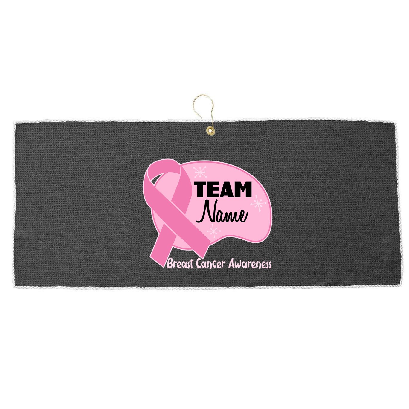 Personalize Team Name Breast Cancer Awareness Custom Large Microfiber Waffle Golf Towel