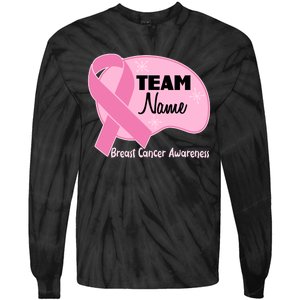 Personalize Team Name Breast Cancer Awareness Custom Tie-Dye Long Sleeve Shirt