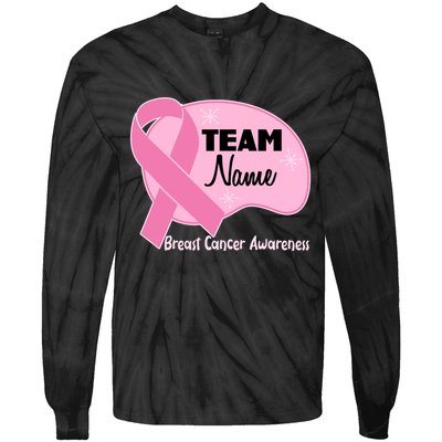 Personalize Team Name Breast Cancer Awareness Custom Tie-Dye Long Sleeve Shirt