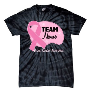 Personalize Team Name Breast Cancer Awareness Custom Tie-Dye T-Shirt