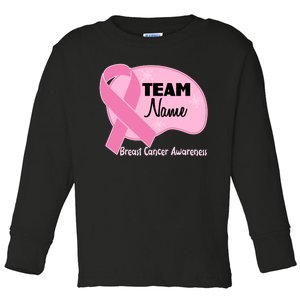 Personalize Team Name Breast Cancer Awareness Custom Toddler Long Sleeve Shirt