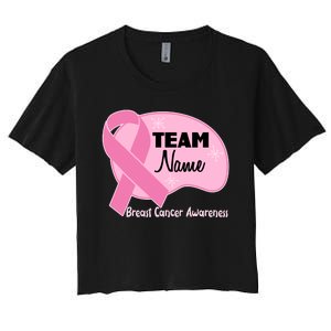 Personalize Team Name Breast Cancer Awareness Custom Women's Crop Top Tee